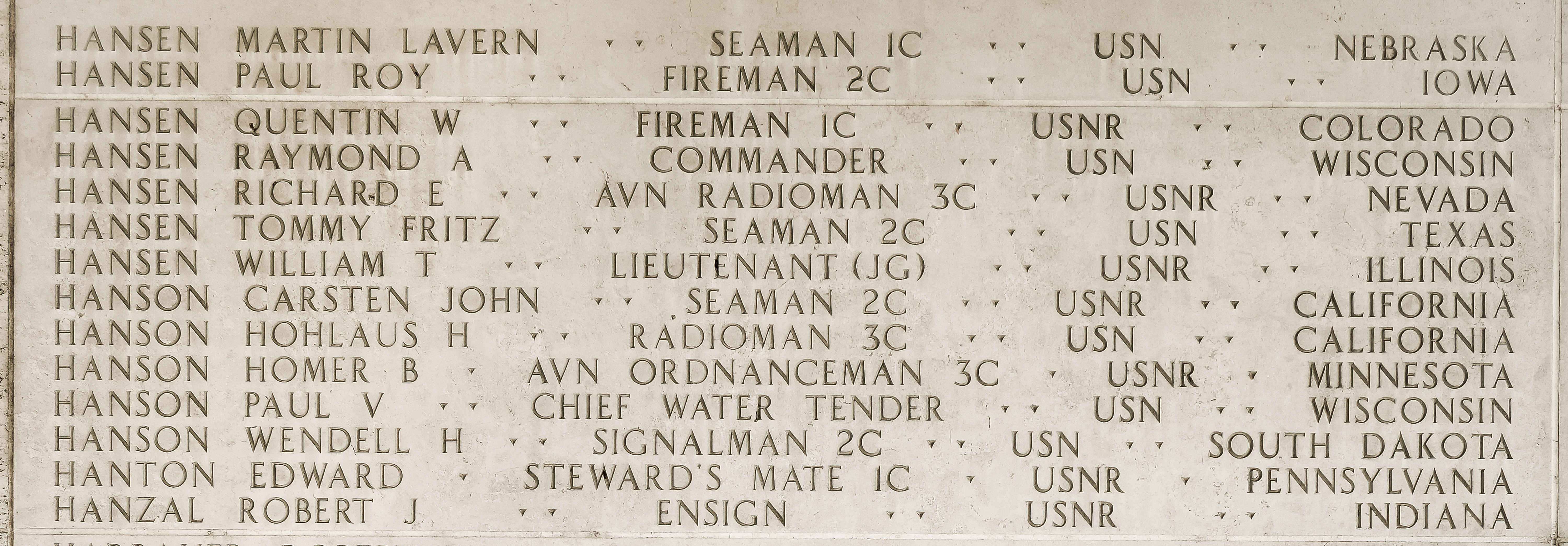 Richard E. Hansen, Aviation Radioman Third Class